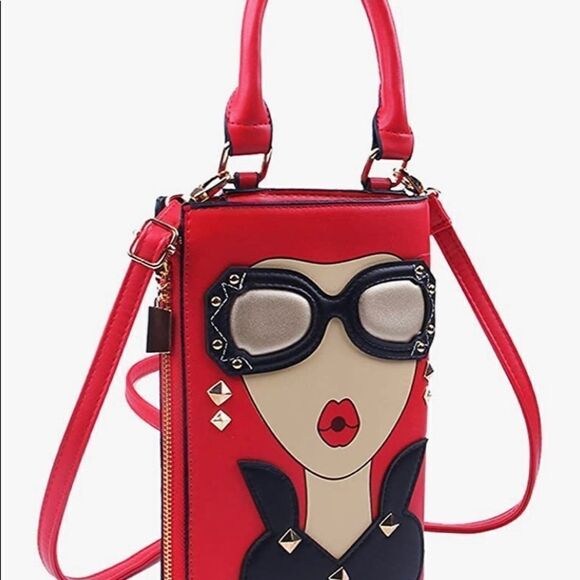 Cute Big Glasses Face Clutch‎ Purse RED ONLY - Picture 3 of 12